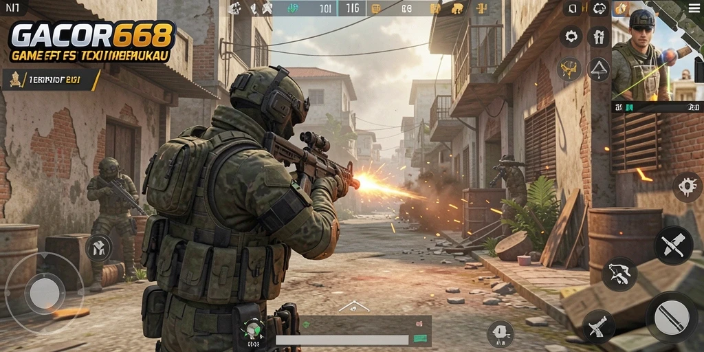 Tampilan gameplay <strong>GACOR668</strong> yang menegangkan dan penuh aksi.