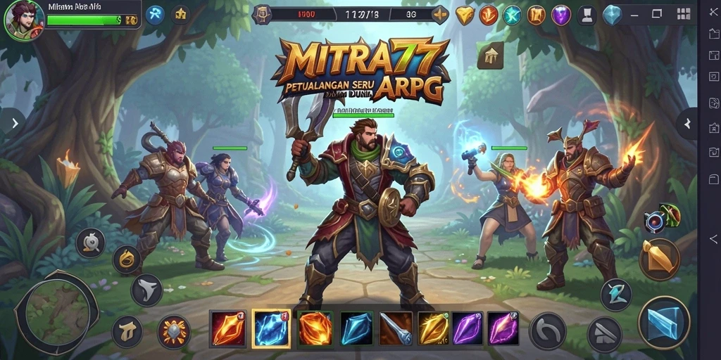 Tampilan gameplay MITRA77 dengan aksi pertarungan mendebarkan.