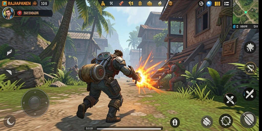 Screenshot gameplay RAJAPANEN menampilkan aksi seru dalam TPS.